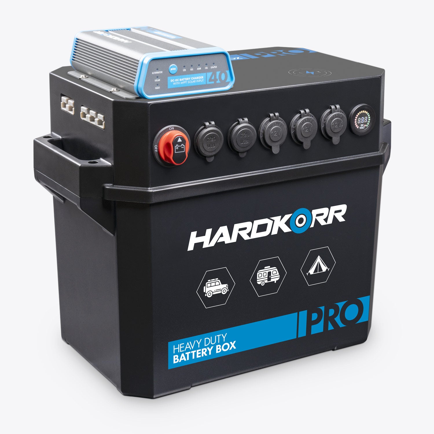 Heavy Duty Battery Box PRO w/ 40A DCDC Charger  HARDKORR