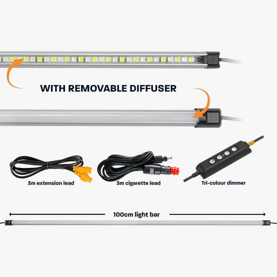 100cm Tri-Colour LED Camp Light Bar