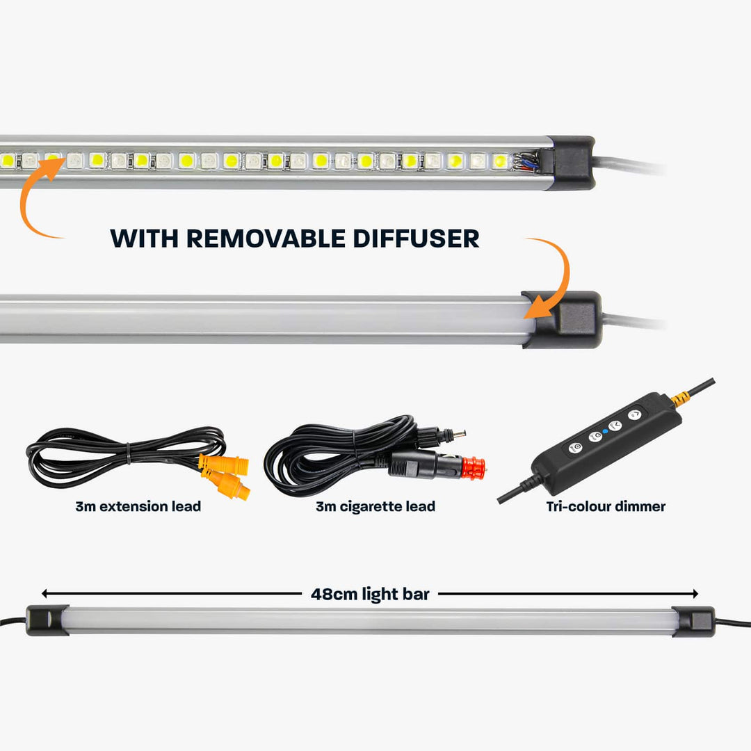 48cm Tri-Colour LED Camp Light Bar