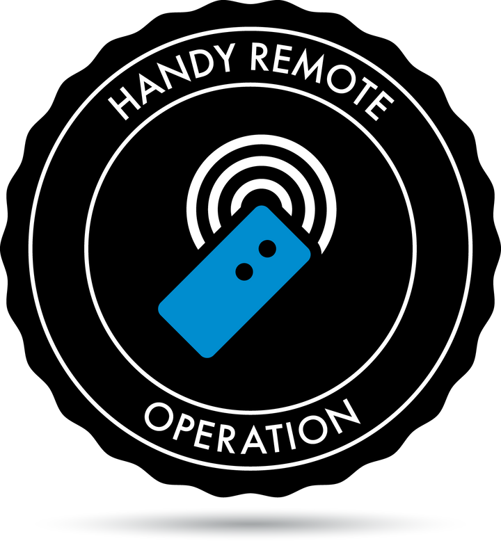 Logo for Handy Remote Operation with a blue remote control icon on a black background