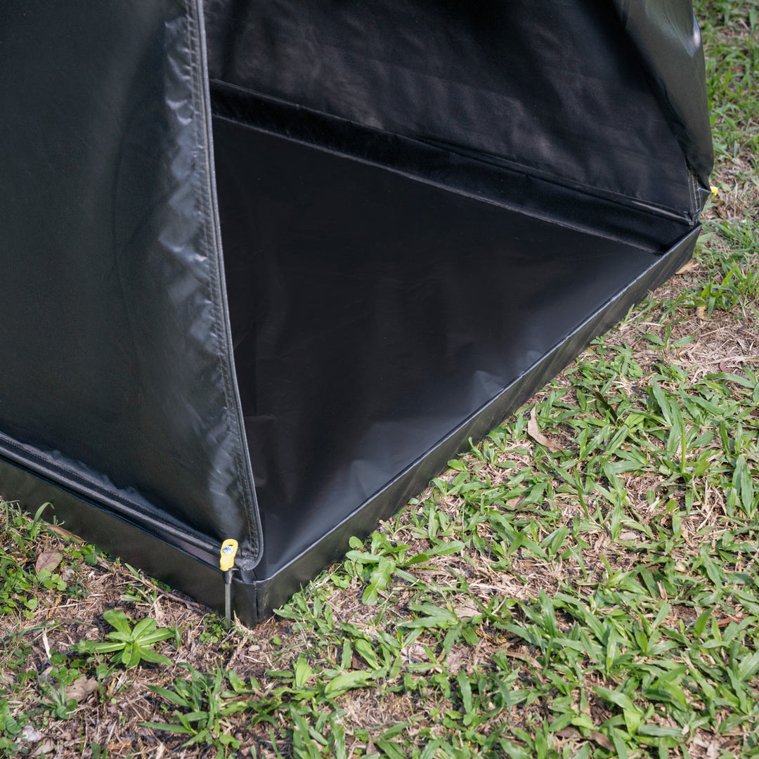 Shower Tent Floor with Runoff Hose