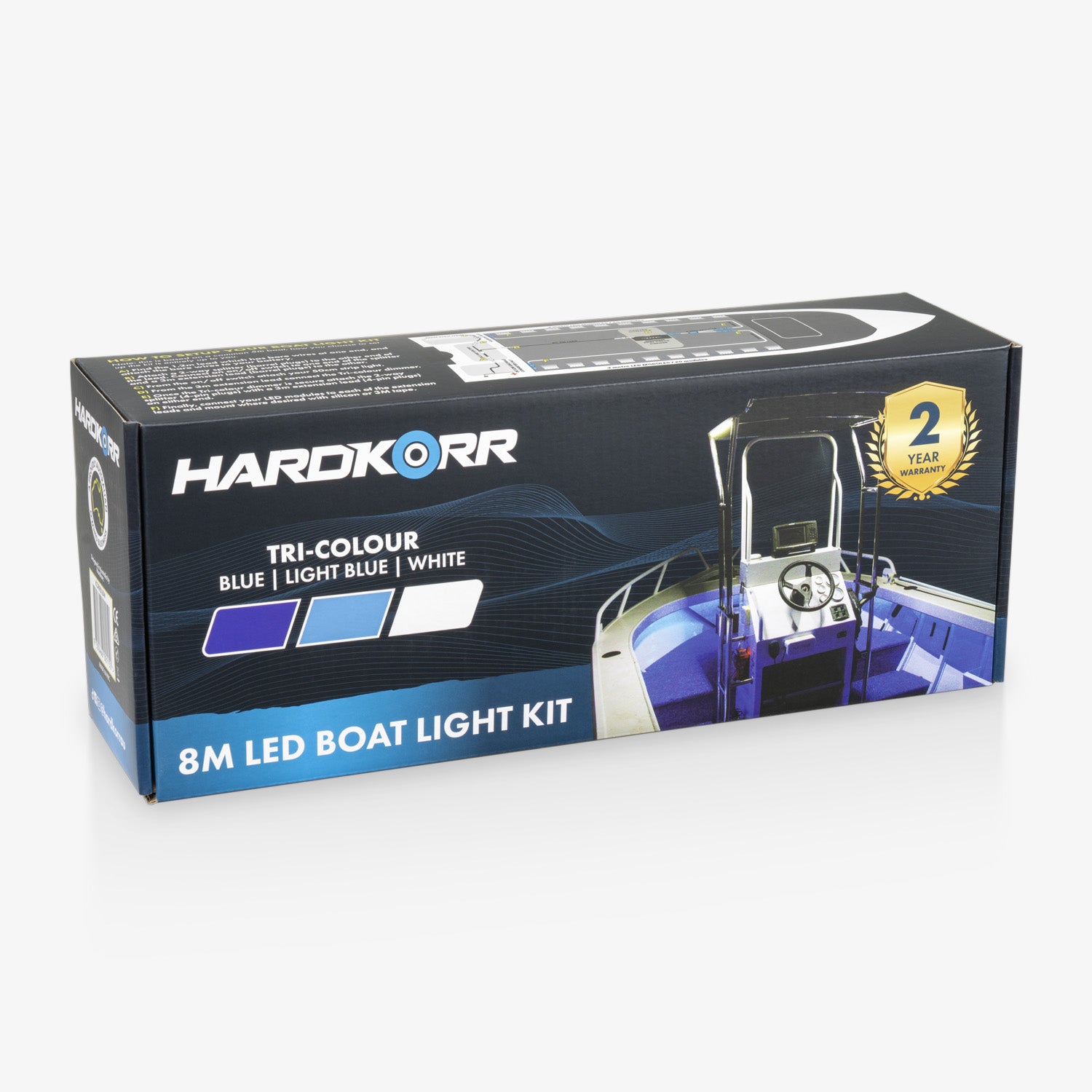 boat fishing box led lights 8m Tri-Colour LED Boat Light Kit (White / Cyan / Blue) – HARDKORR