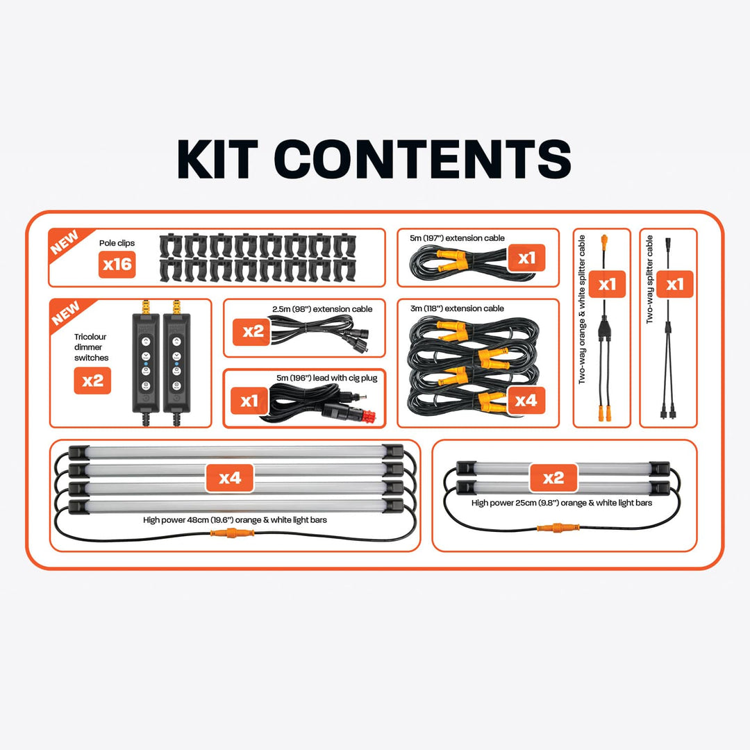 6 bar tri-colour LED camp light kit