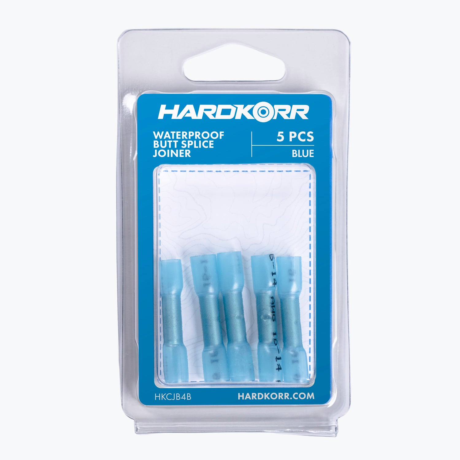 Package of five blue Cable Joiner Butt Splice 4mm Blue (5 Pack) connectors designed for waterproof electrical connections, ideal for camping power and lighting solutions.